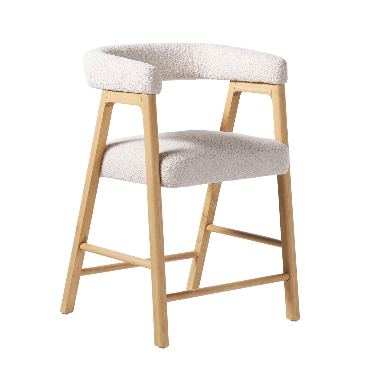 Picture of Walker Edison WEEZR13OS2IV1 35.25 x 23 x 23.25 in. Ezra Modern Counter Stools with Curved Back & Boucle Upholstery&#44; Ivory