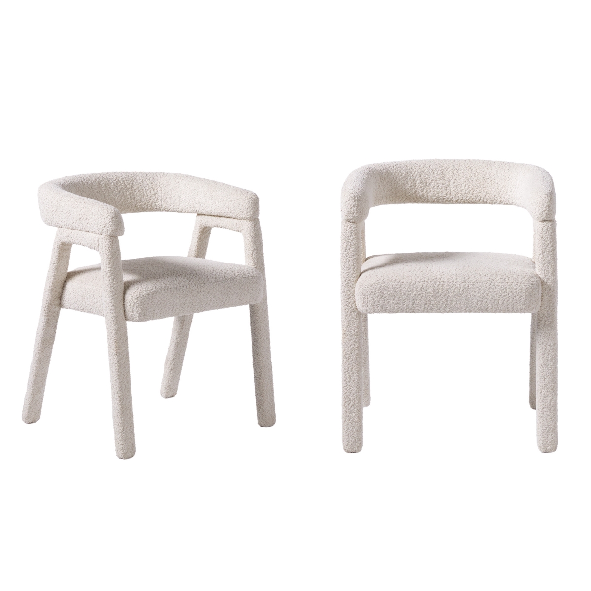 Picture of Walker Edison WEEZR14OS3IV2 29.5 x 23 x 23.25 in. Ezra Modern Boucle Round Back Dining Chair&#44; Ivory - Set of 2