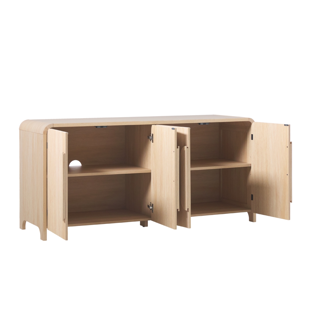 Walker Edison WECHA11644CO1 30 x 20 x 64 in. Chantelle Modern Sideboard with Round Edges, Coastal Oak
