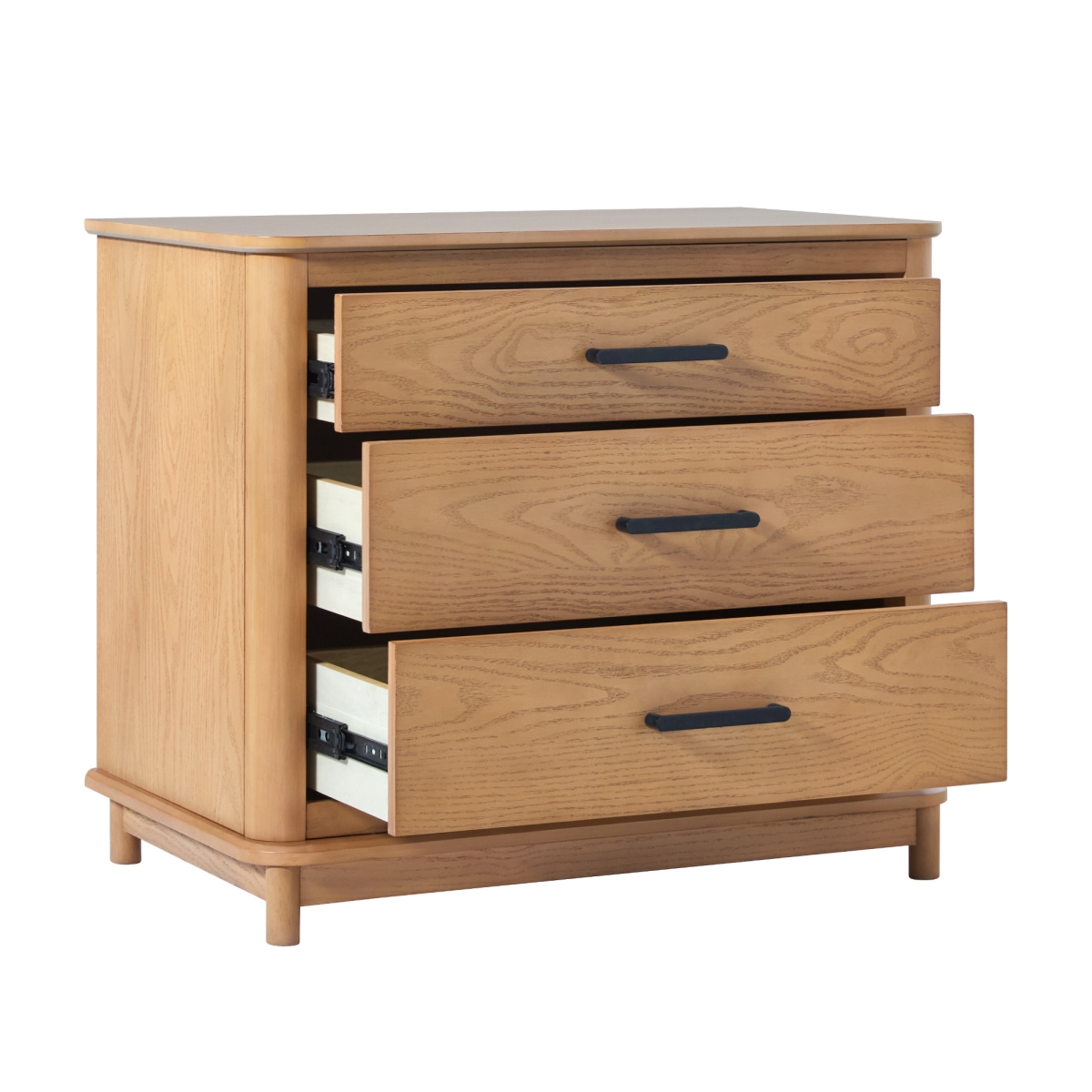 Picture of Walker Edison WEANN013D1EO1 26.13 x 18.75 x 30.25 in. Modern Solid Wood 3 Drawer Nightstand&#44; English Oak