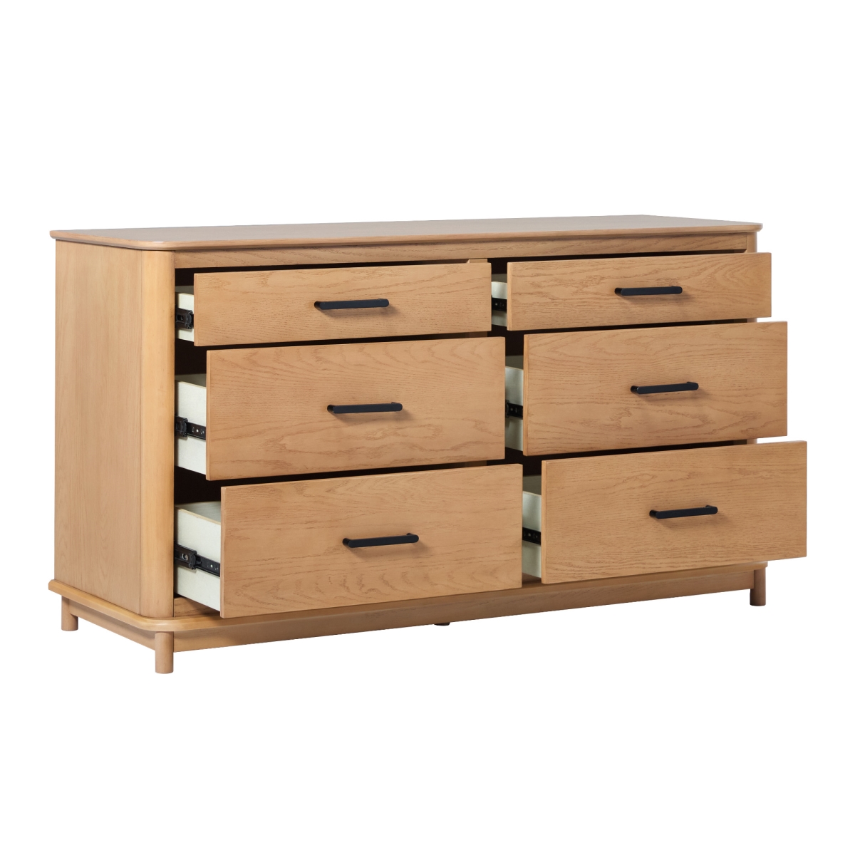 Picture of Walker Edison WEANN026D1EO1 30 x 15.75 x 54 in. Modern Solid Wood 6 Drawer Dresser&#44; English Oak