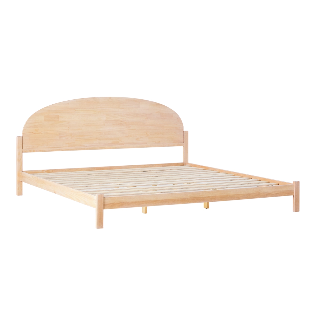 Picture of Walker Edison WEELI03KB4CW1 39.25 x 79.5 x 82.63 in. Elias Curved Headboard King Size Bed Frame&#44; Cerused White