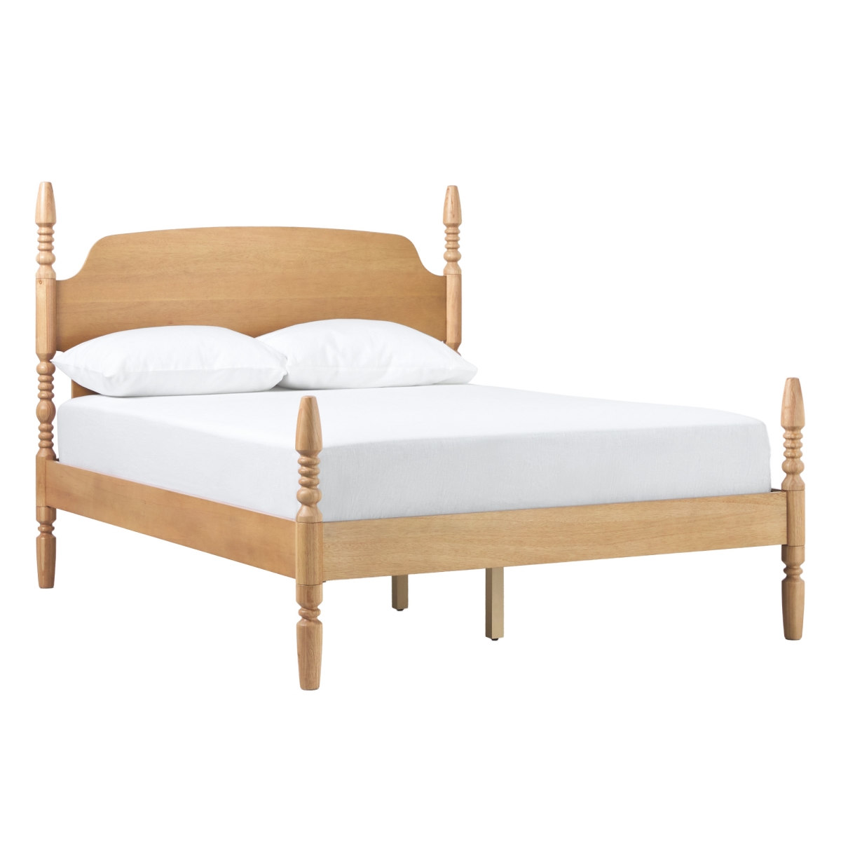 Picture of Walker Edison WEVIV03QB2NA1 53.88 x 64.75 x 84 in. Easy Assembly Solid Wood Spindle Post Queen Size Bed&#44; Natural