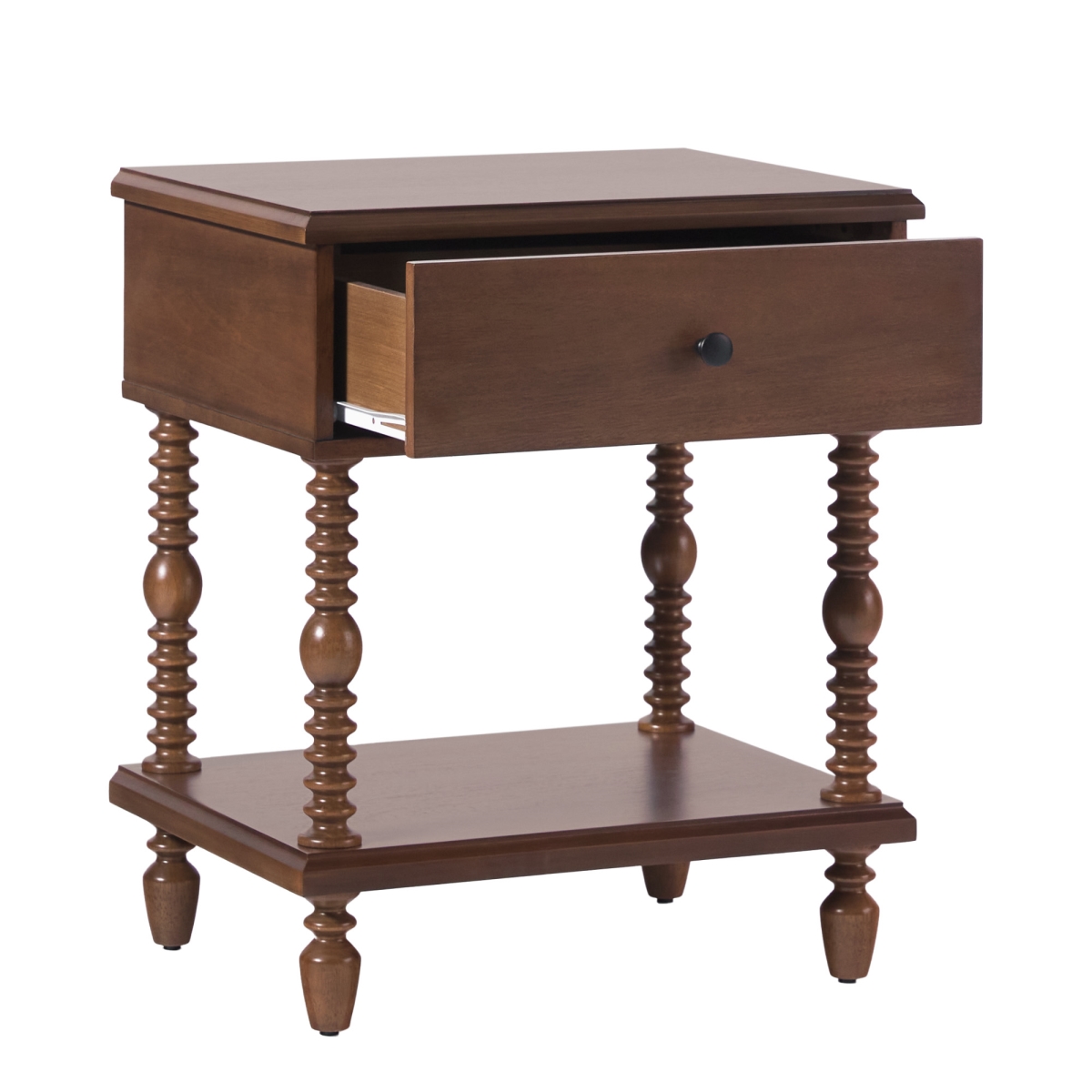 Picture of Walker Edison WEVIV011D2BR1 Easy Assembly Solid Wood 1 Drawer Spindle Nightstand&#44; Dark Brown - 26 x 17 x 22 in.
