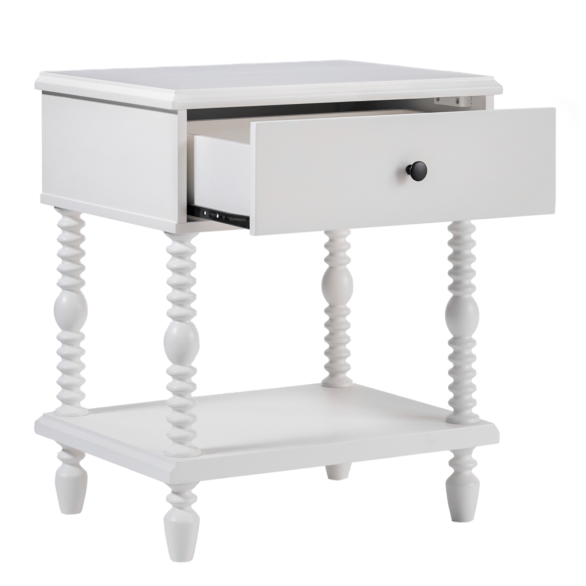 Picture of Walker Edison WEVIV011D2WH1 26 x 17 x 22 in. Easy Assembly Solid Wood 1 Drawer Spindle Nightstand&#44; White