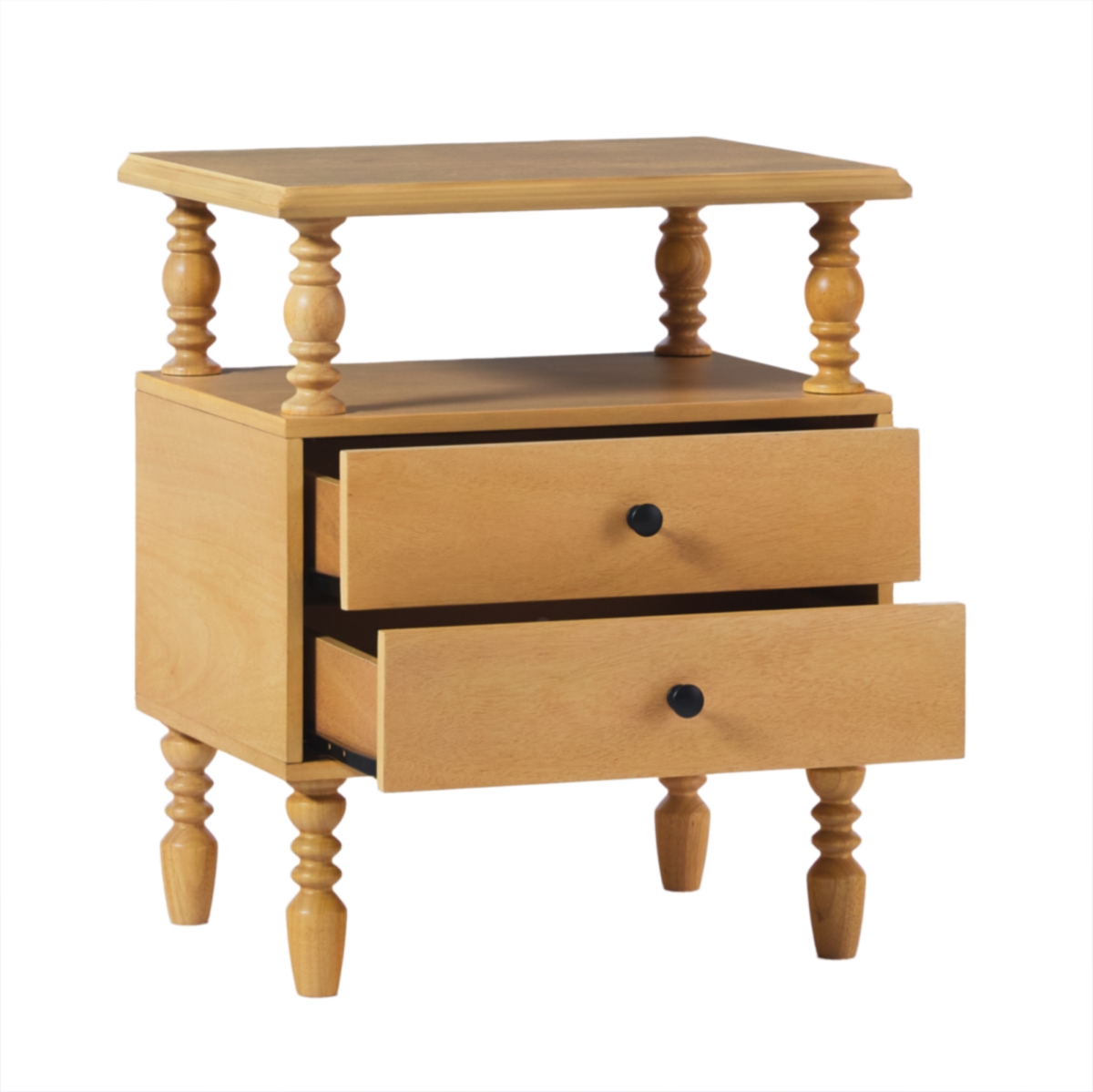 Picture of Walker Edison WEVIV012D2NA1 26 x 17 x 22 in. Easy Assembly Solid Wood 2 Drawer Spindle Nightstand&#44; Natural
