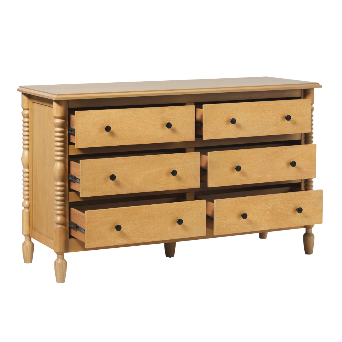 Picture of Walker Edison WEVIV026D2NA1 32.88 x 20 x 54 in. Easy Assembly Solid Wood Spindle Post Queen Size Bed&#44; Natural