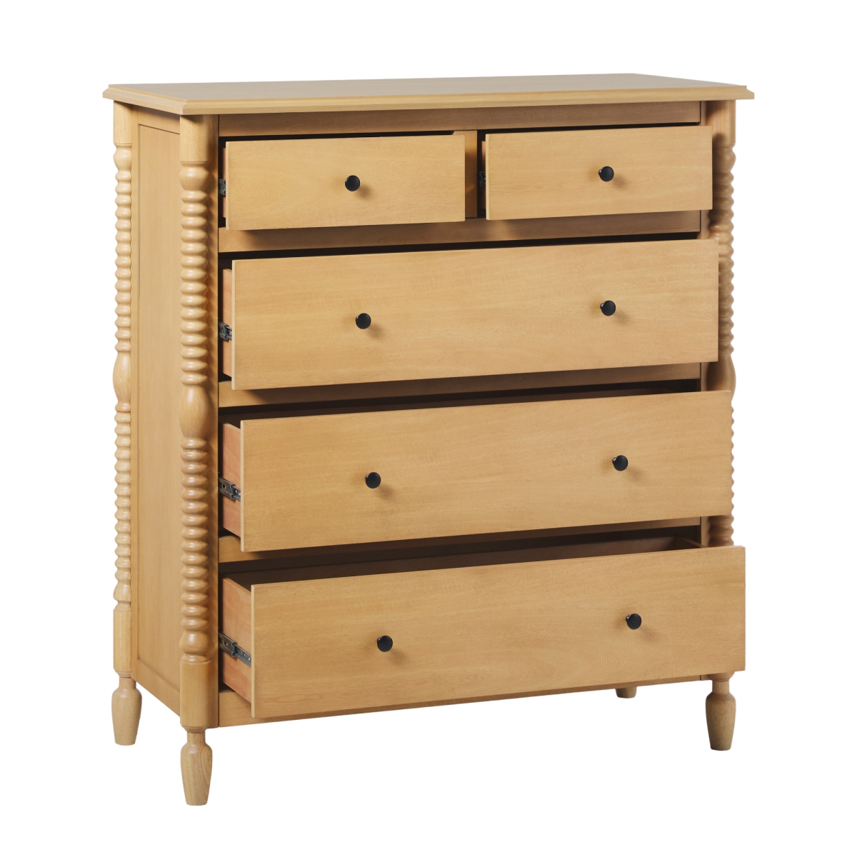 Picture of Walker Edison WEVIV025D2NA1 46.5 x 20 x 41.5 in. Easy Assembly Solid Wood 5 Drawer Spindle Chest&#44; Natural