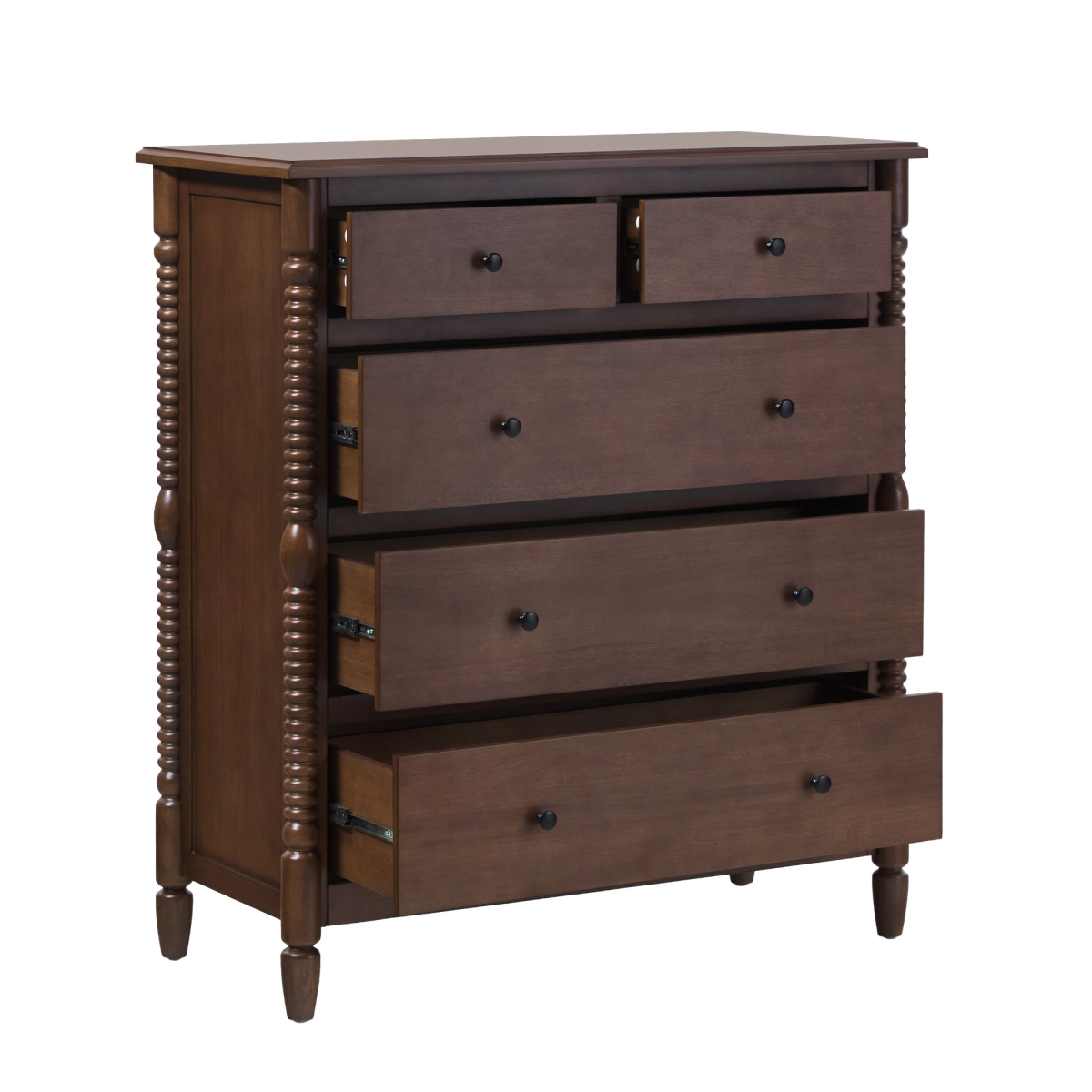 Picture of Walker Edison WEVIV025D2BR1 46.5 x 20 x 41.5 in. Easy Assembly Solid Wood 2 Drawer Spindle Nightstand&#44; Dark Brown