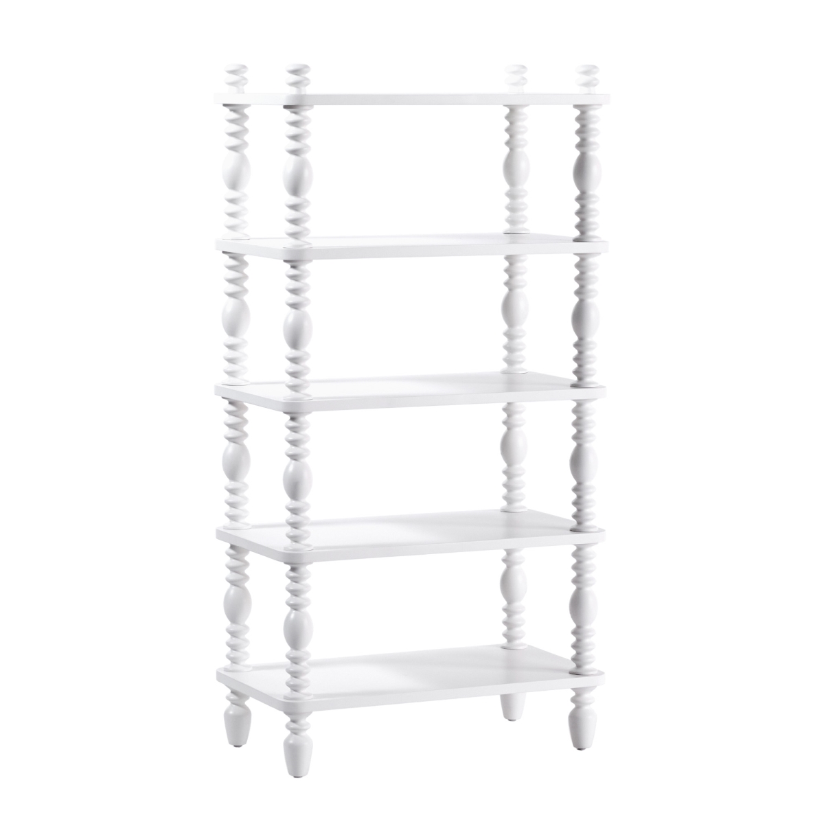 Picture of Walker Edison WEVIV41482WH1 48 x 14 x 25 in. Easy Assembly Solid Wood 5 Shelf Spindle Bookshelf&#44; White