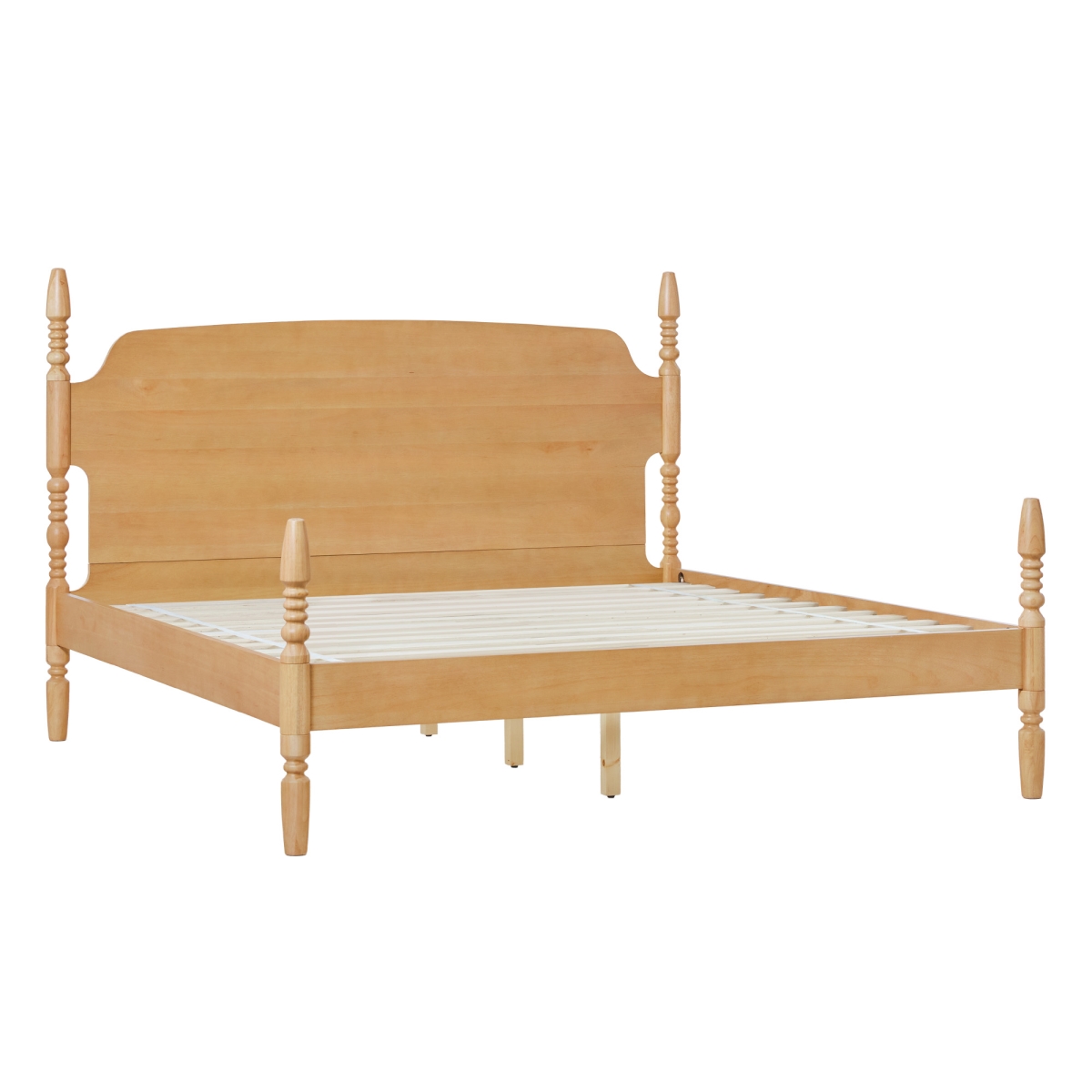 Picture of Walker Edison WEVIV03KB2NA1 53.88 x 80.75 x 84 in. Easy Assembly Solid Wood Spindle Post King Size Bed&#44; Natural