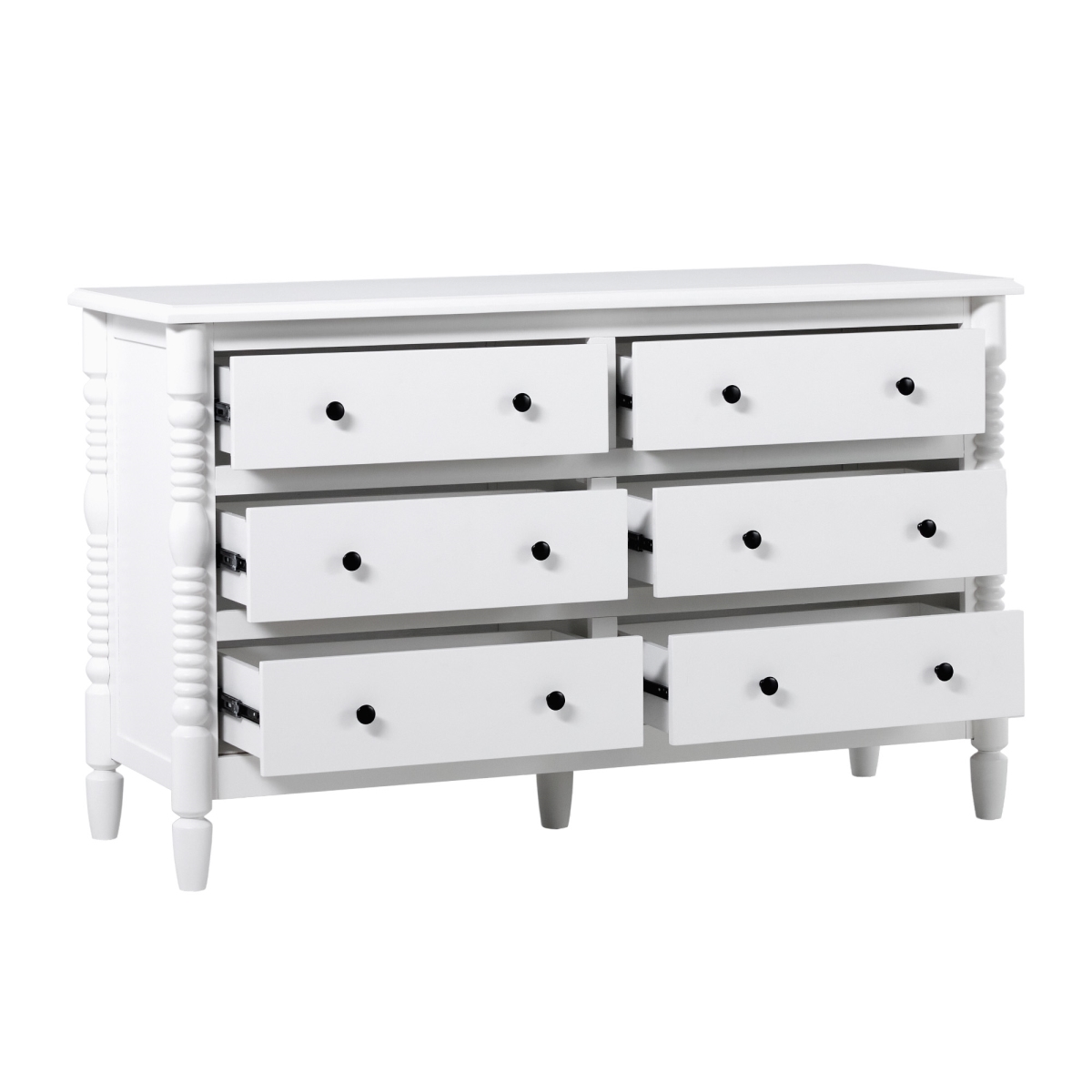Picture of Walker Edison WEVIV026D2WH1 32.88 x 20 x 54 in. Easy Assembly Solid Wood Spindle Post Queen Size Bed&#44; White