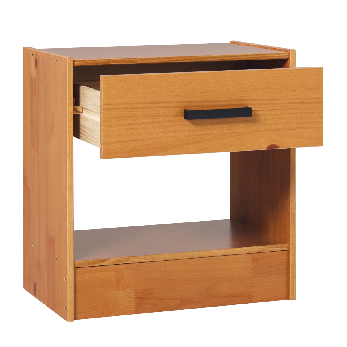Picture of Walker Edison WEDCL011D1CA1 23 x 14 x 22 in. Modern Solid Wood 1 Drawer Nightstand with Open Shelf&#44; Caramel
