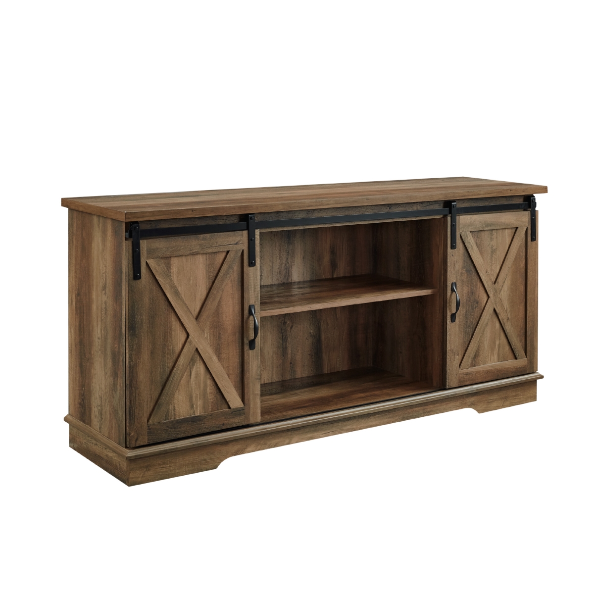 Walker Edison W58SBDRO 28 x 15.5 x 58 in. Sliding Barn Door Console, Rustic Oak