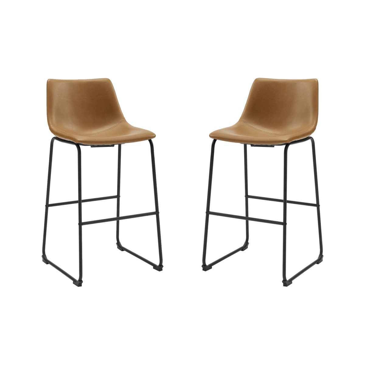 Picture of Walker Edison CHL30WB 38.75 x 22 x 19.25 in. Faux Leather Barstool&#44; Whiskey Brown - Pack of 2