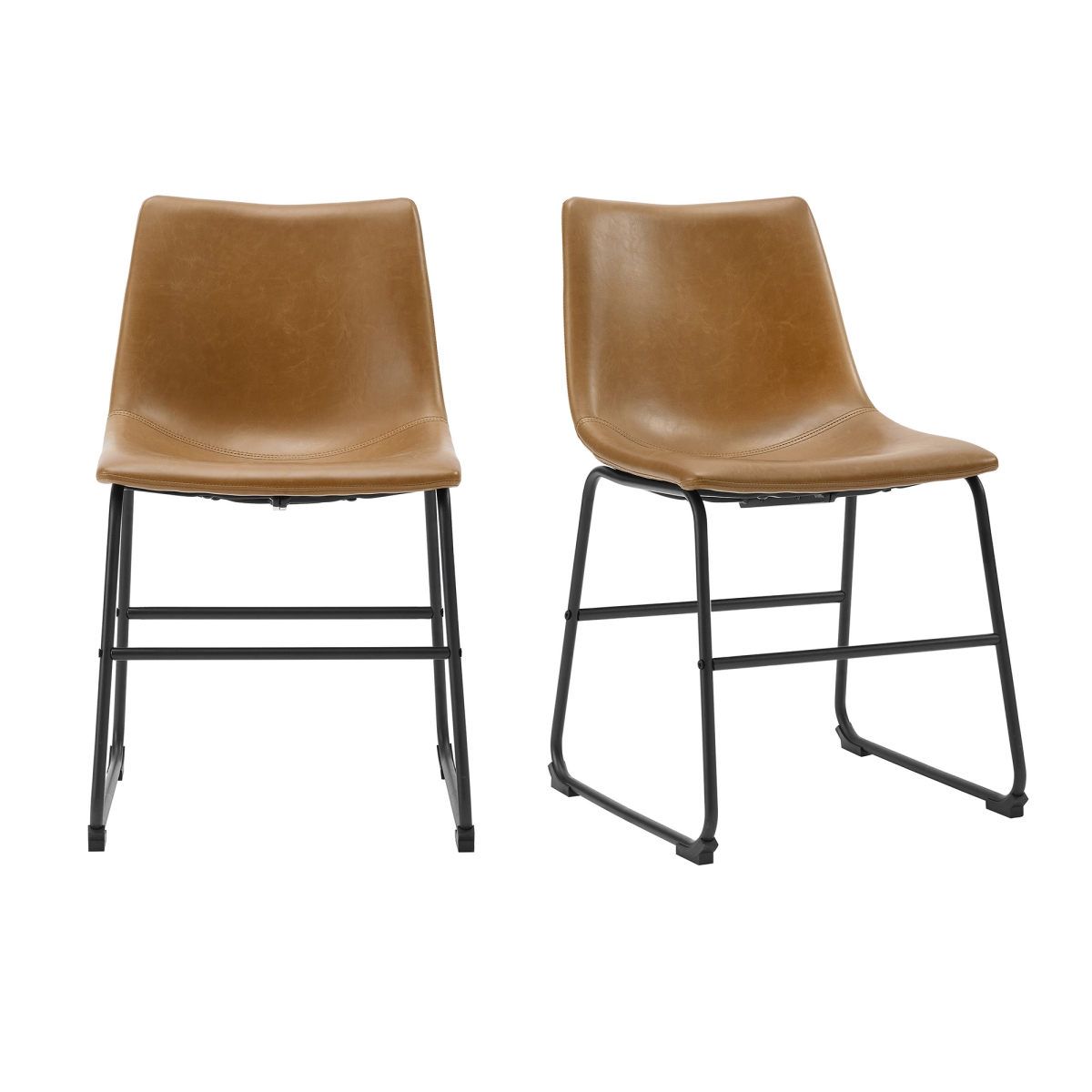 Picture of Walker Edison CHL18WB 31 x 22 x 19 in. Faux Leather Dining Chair&#44; Walnut Brown - Pack of 2