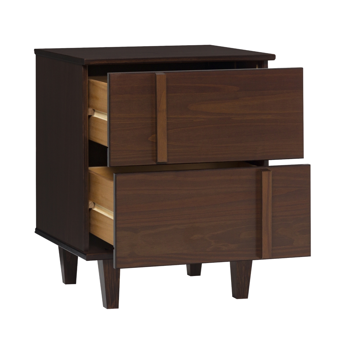Walker Edison BR20BRXNSWT 24 x 15 x 20 in. Modern Solid Wood Nightstand, Walnut