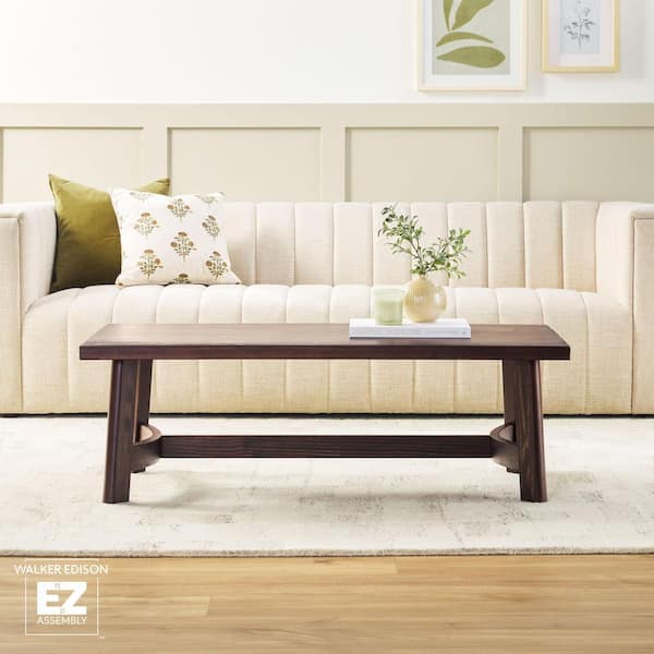 Walker Edison WECOL25OS1DB1 Modern Farmhouse Rustic Solid Wood 48 in. Rectangular Coffee Table - Espresso