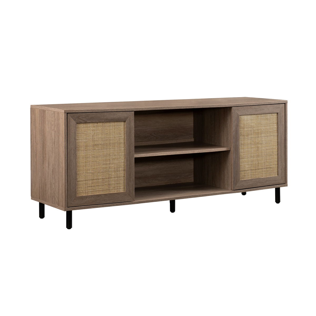 Picture of Walker Edison JLLM2FAG 24 x 15.75 x 58 in. 2-Door Wood & Rattan TV Stand&#44; Driftwood