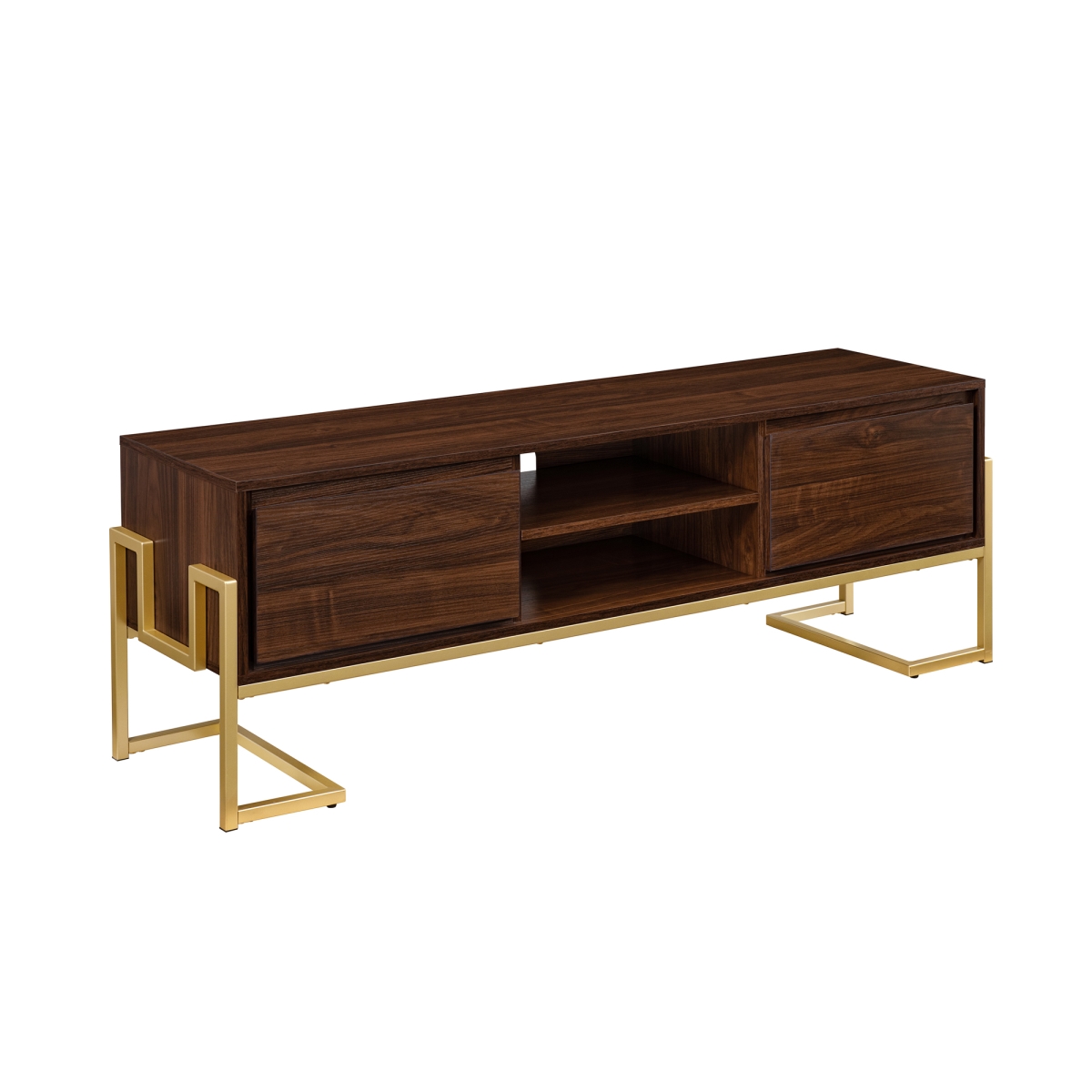 Walker Edison BTTM3FDW 20.25 x 15.75 x 60 in. 2-Drawers Modern Media Console Table, Dark Walnut