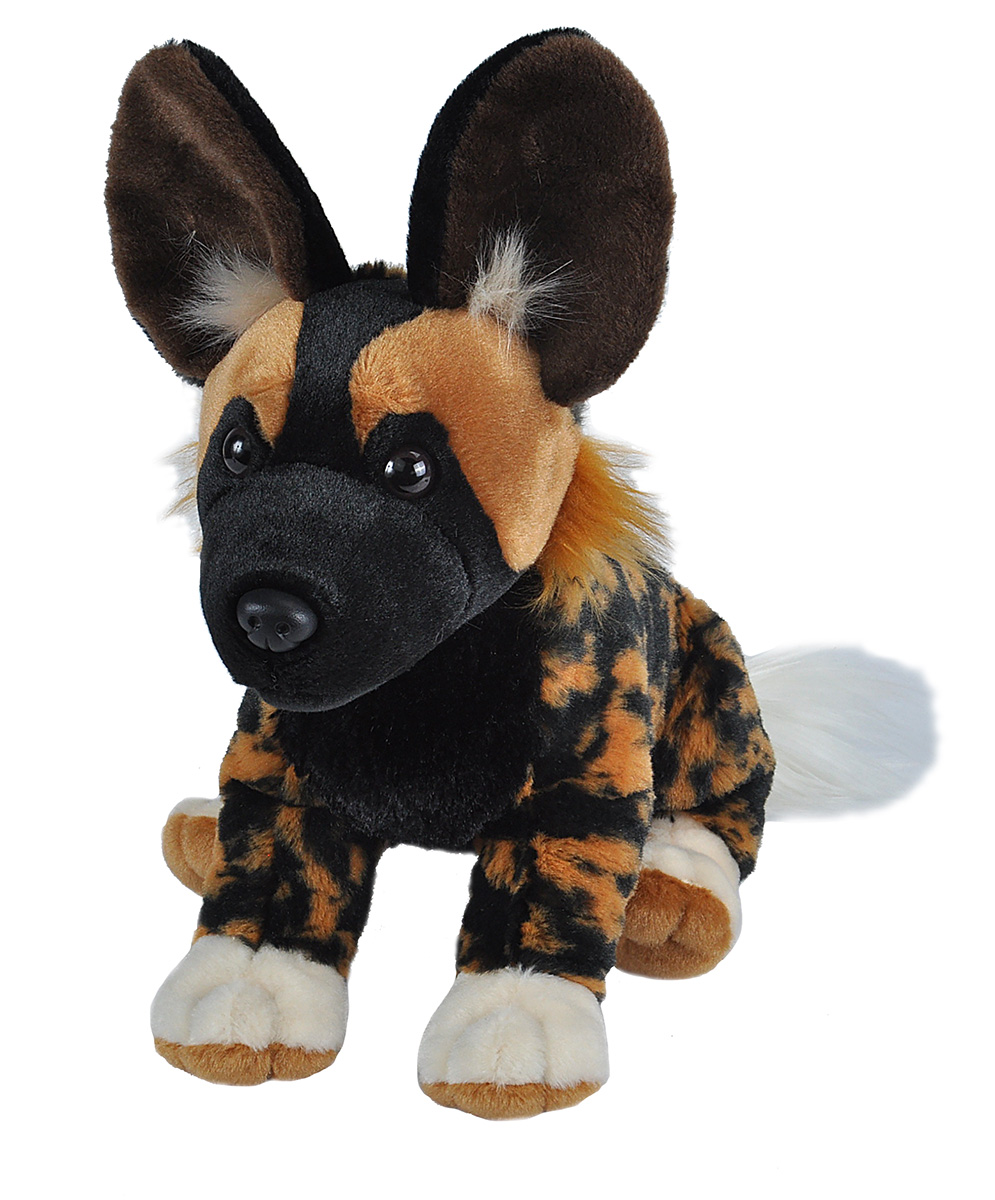 African Wild Dog Plush Toy - Multi-Color - 12 in. - Realistic Design