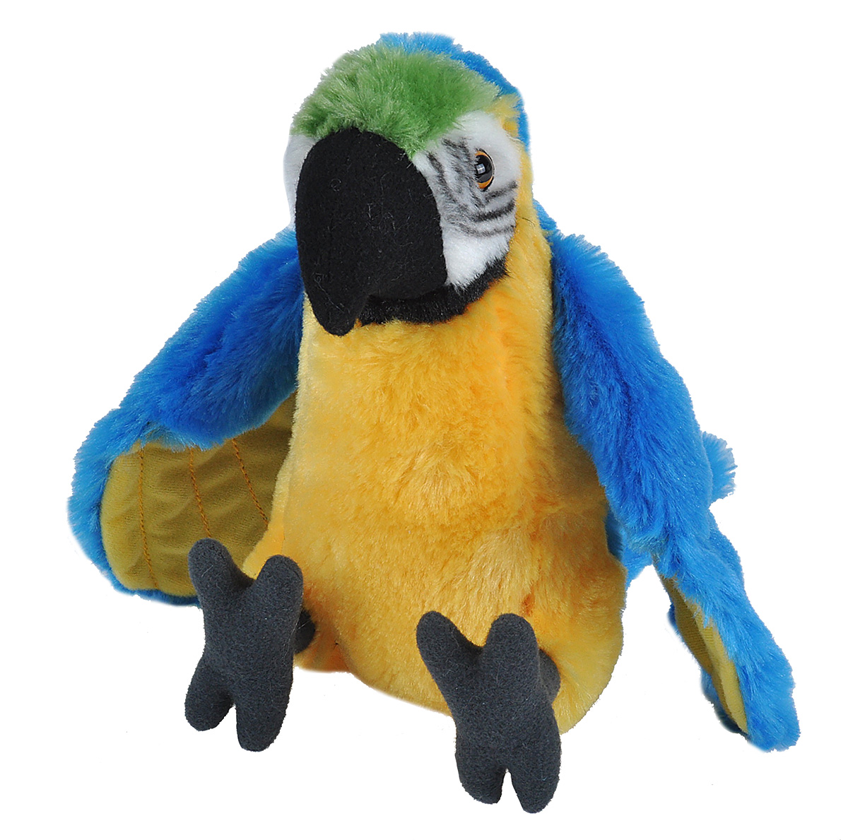 Colorful Macaw Parrot Plush Toy - Blue/Yellow - 12 in. - Interactive Design
