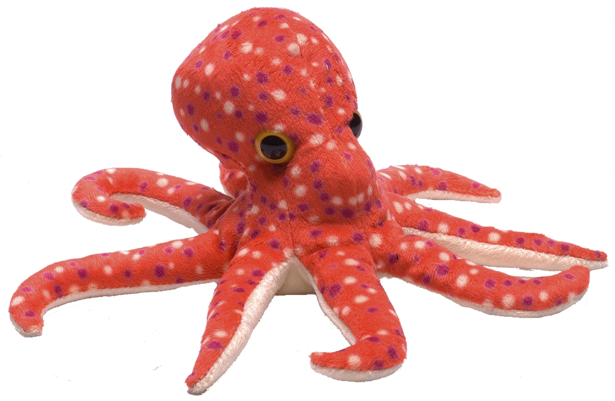 Plush Octopus Toy - Red with Polka Dots - 7 inches - Cuddly Soft
