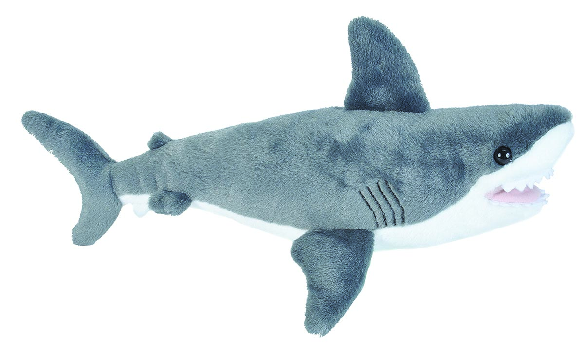 Great White Shark Plush Toy - White - 8 in. - Soft & Cuddly