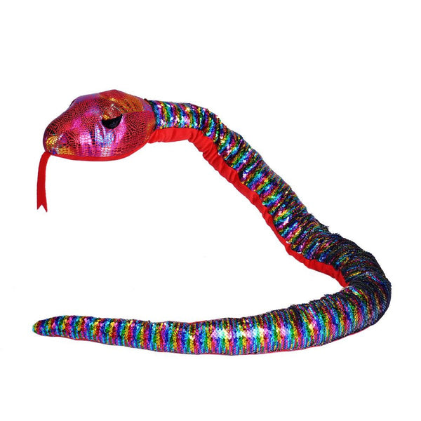 23401 54 in. Rainbow Sequin Snake Stuffed Animal Plush Toy
