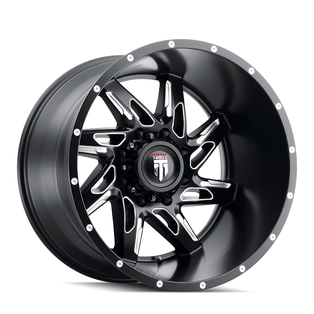 AT183-22473M-76 Spyder AT183 Satin Black & Milled Wheel - 22 x 14 in., 5-127 mm, -76 mm, 78.1 mm