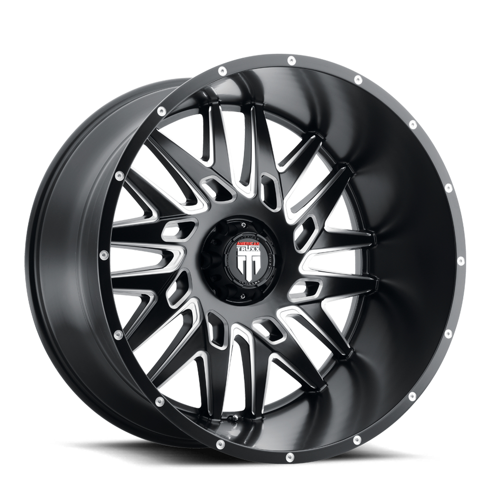 AT184-24436M-76 DNA AT184 Satin Black & Milled Wheel - 24 x 14 in., 6-135 mm, -76 mm, 87.1 mm