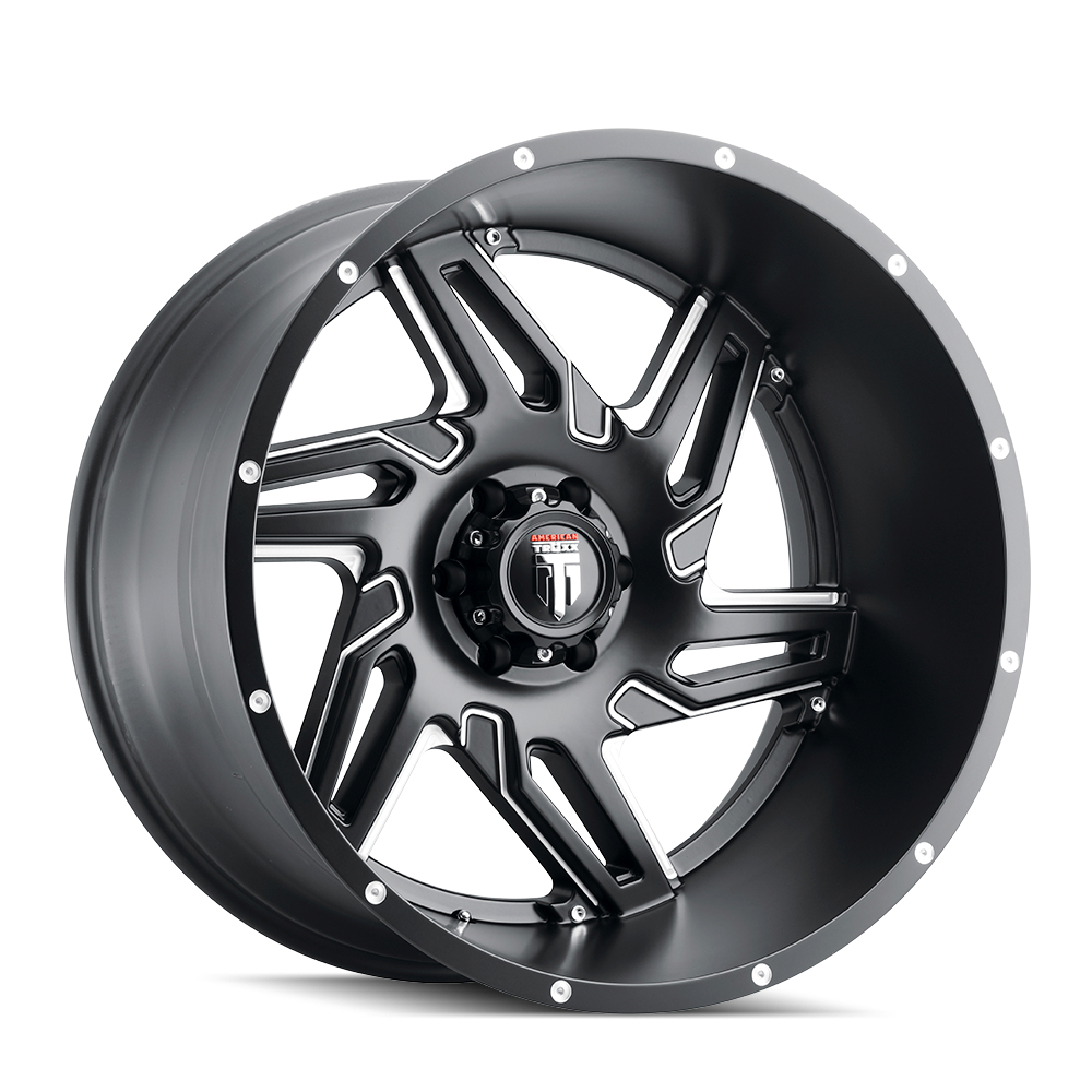 AT186-24436M-76 Spurs AT186 Satin Black & Milled Wheel - 24 x 14 in., 6-135 mm, -76 mm, 87.1 mm