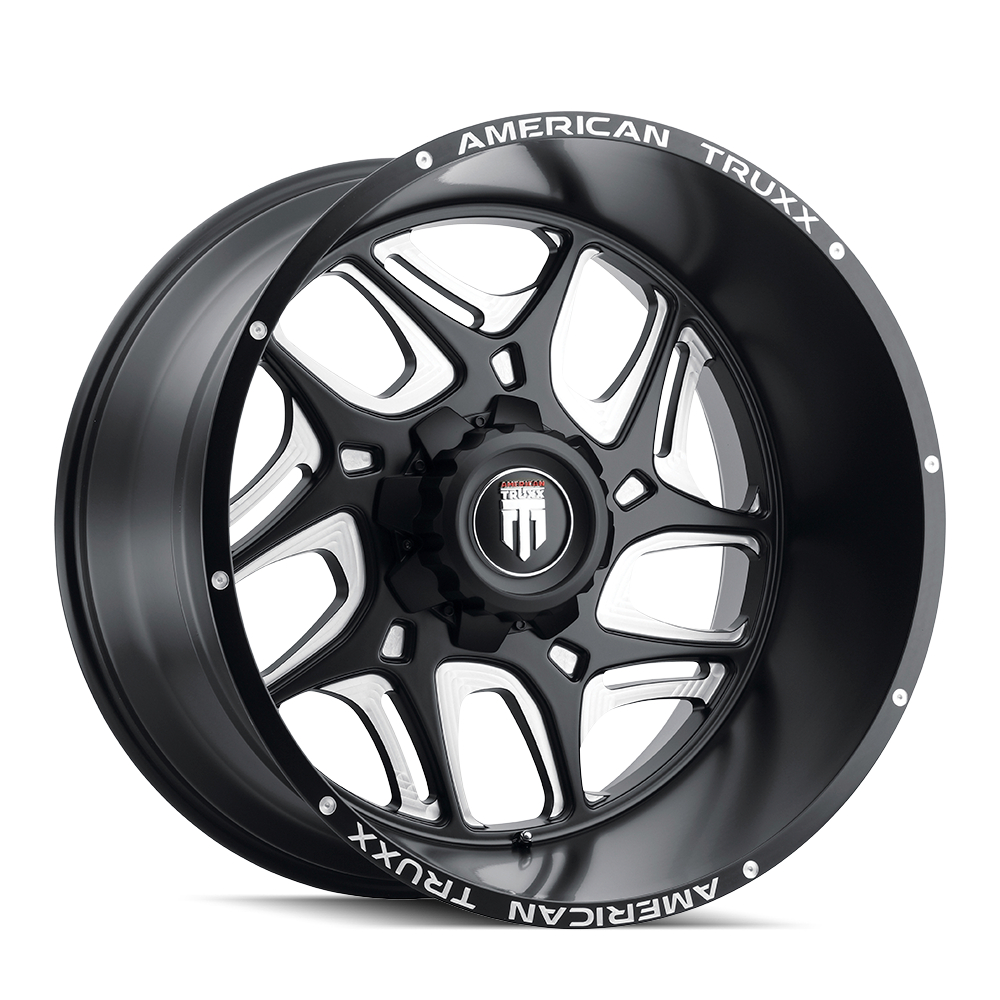 AT1900-24470M-76 Sweep AT1900 Satin Black & Milled Wheel - 24 x 14 in., 8-170 mm, -76 mm, 125.2 mm