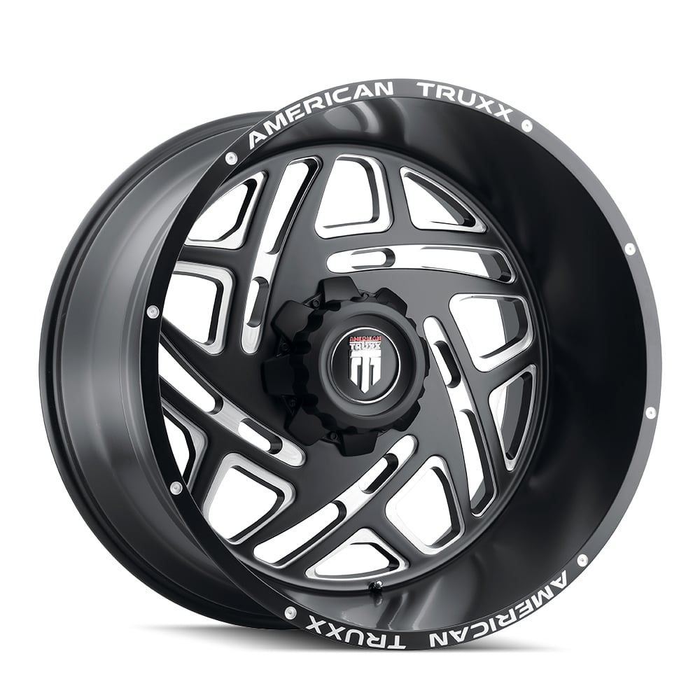 AT1904-24473M-76 Cosmos AT1904 Satin Black & Milled Wheel - 24 x 14 in., 5-127 mm, -76 mm, 78.1 mm