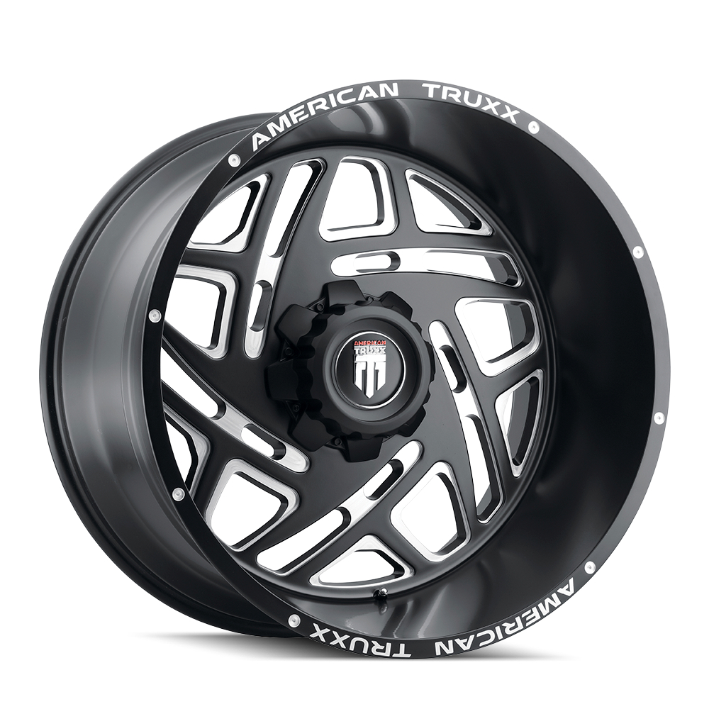 AT1904-24483M-76 Cosmos AT1904 Gloss Black Milled Wheel - 24 x 14 in., 6-139.7 mm, -76 mm, 106.1 mm