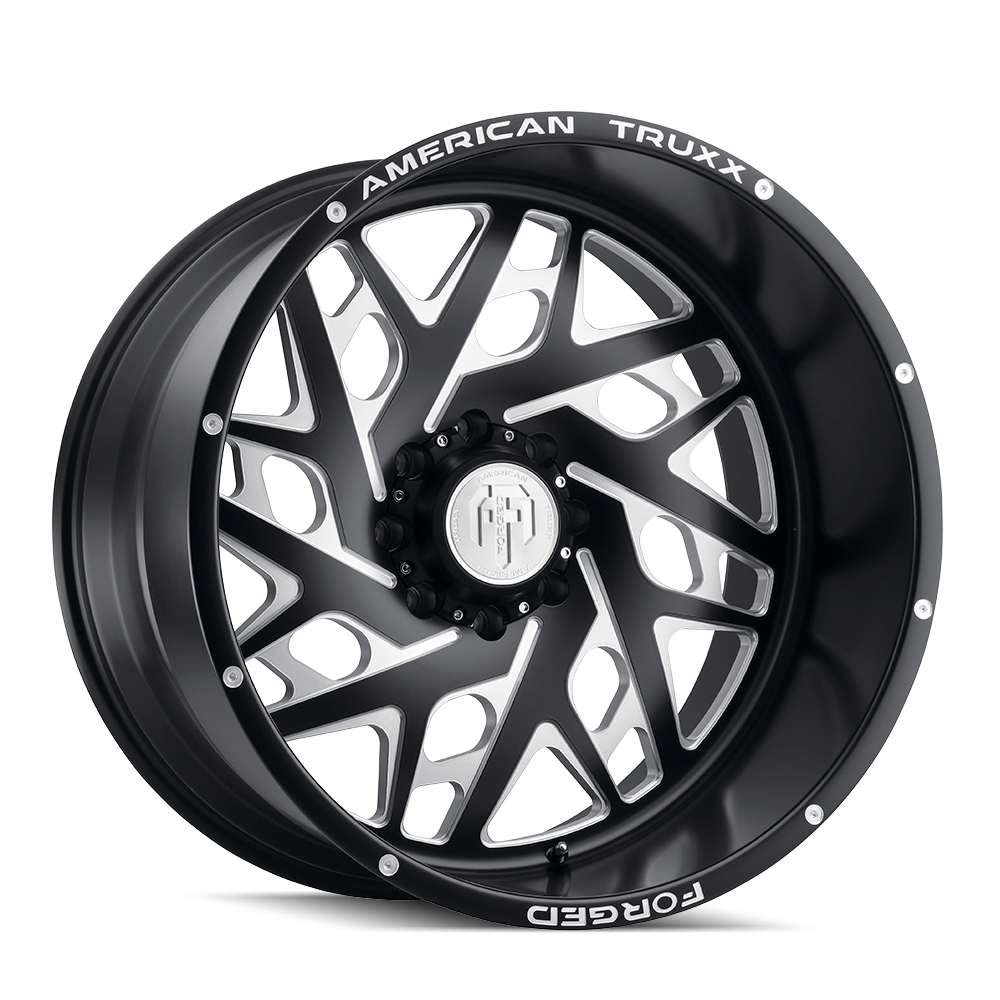 ATF1909-24483-76M Forged Aries ATF1909 Matte Black & Milled Wheel - 24 x 14 in., 6-139.7 mm, -76 mm, 106.1 mm