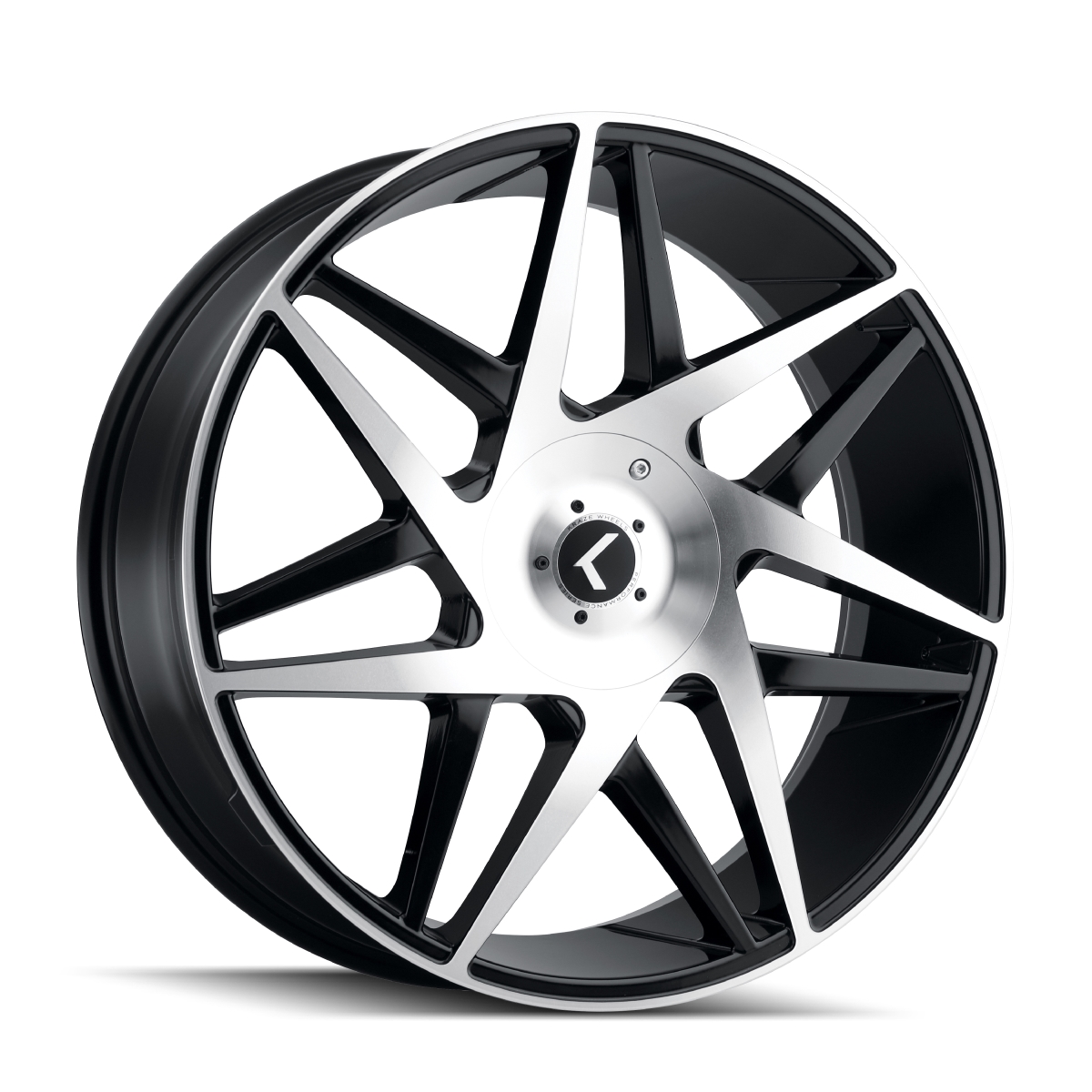 KR192-22816BM38 Phase KR192 Gloss Black Machined Face Wheel - 22 x 8.5 in., 5-112 & 5-114.3 mm, 38 mm Offset, 72.62 mm
