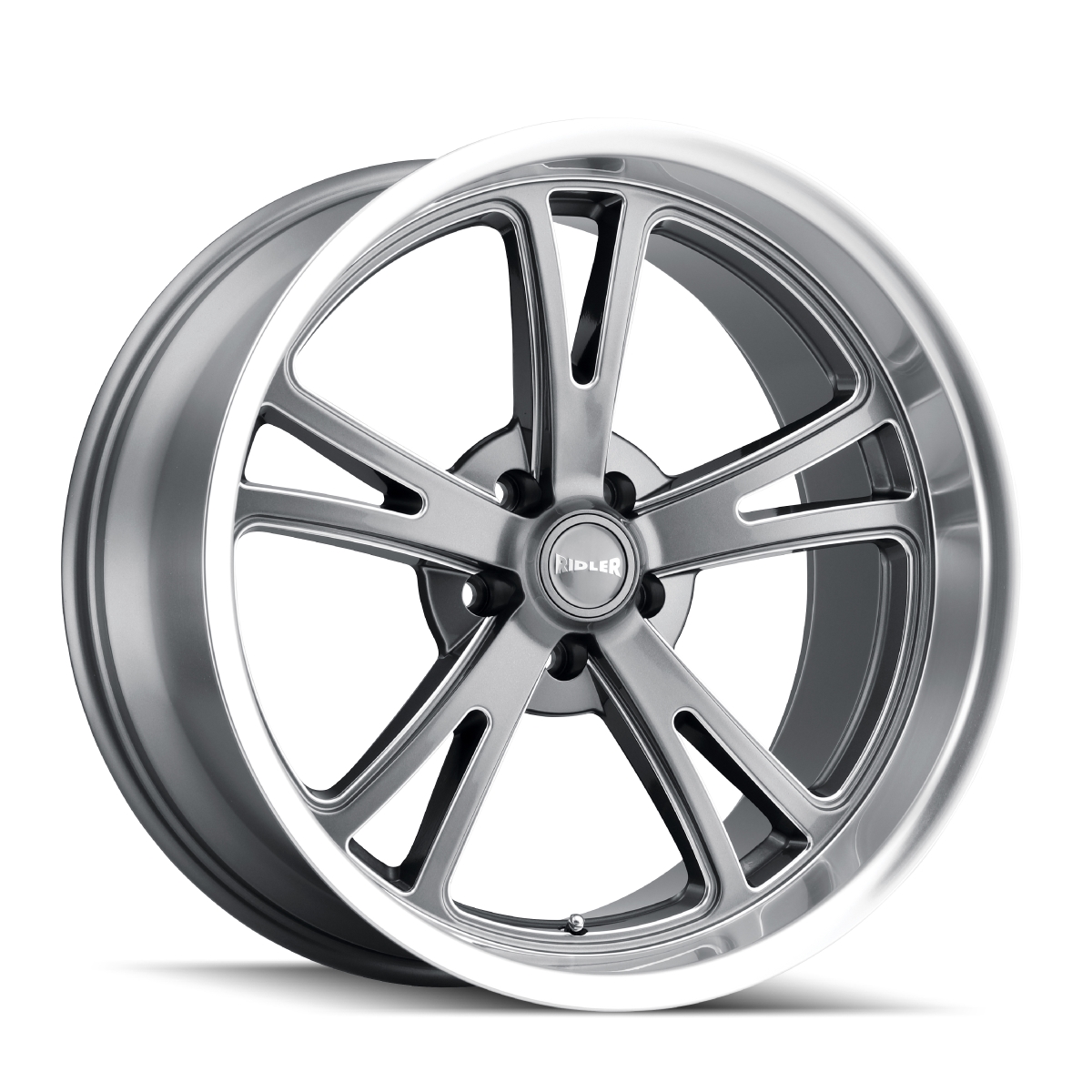 606-7761G Type 606 Gloss Grey Machined with Milled Spokes & Diamond Lip Wheel - 17 x 7 in., 5-120.65 mm, 83.82 mm
