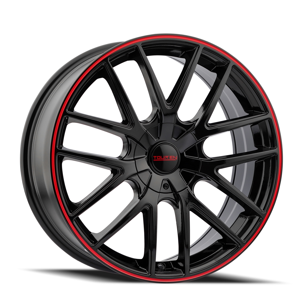 3260-7714BR TR60 3260 Gloss Black with Red Ring Wheel - 17 x 7.5 in., 5-108 & 5-114.3 mm, 42 mm Offset, 72.62 mm