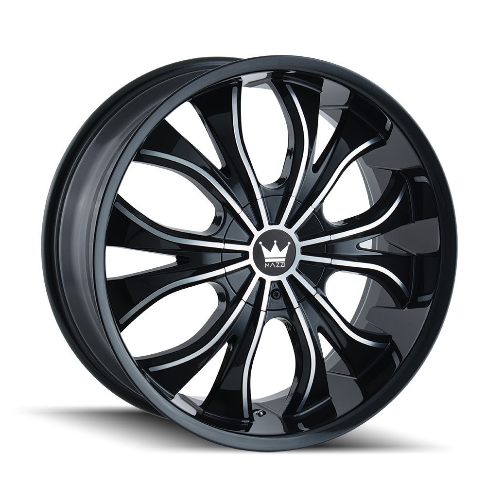 342-22918B Hustler 342 Gloss Black Machined Face Wheel - 22 x 9.5 in., 5-115 & 5-120 mm, 18 mm Offset, 74.1 mm