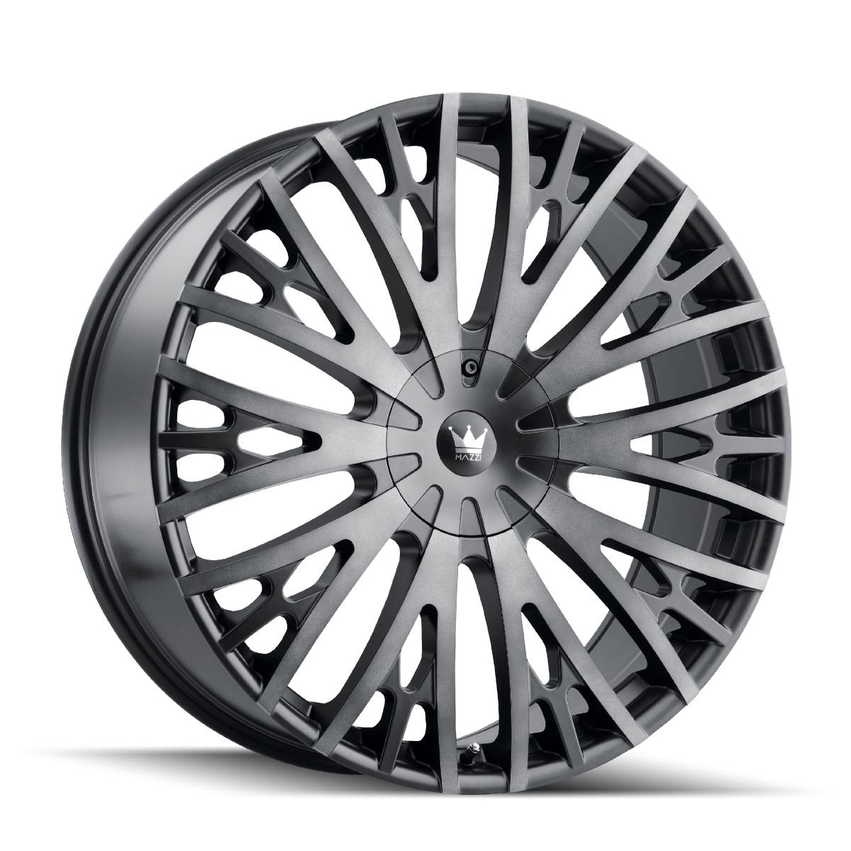373-24918TM Twist Tie 373 Matte Black with Machined Dark Tint Wheel - 24 x 9.5 in., 5-115 & 5-120 mm, 18 mm Offset, 74.1 mm