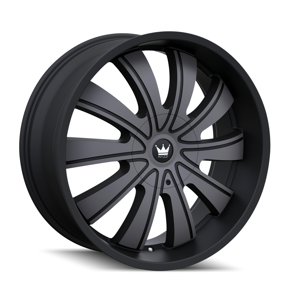 374-24952TM Rolla 374 Matte Black Machined with Dark Tint Wheel - 24 x 9.5 in., 5-127 & 5-139.7 mm, 18 mm Offset, 87 mm