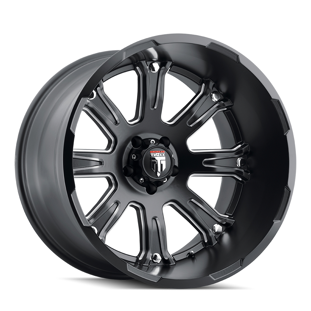AT154-22436M-76 Bomb AT154 Satin Black & Milled Wheel - 22 x 14 in., 6-135 mm, -76 mm, 87.1 mm