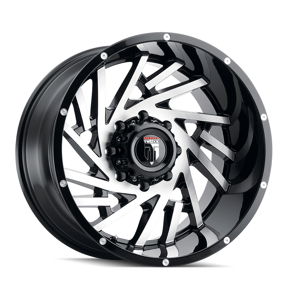 AT161-2273BM-44 Web AT161 Gloss Black Machined Wheel - 20 x 12 in., 5-127 mm, -44 mm, 78.1 mm