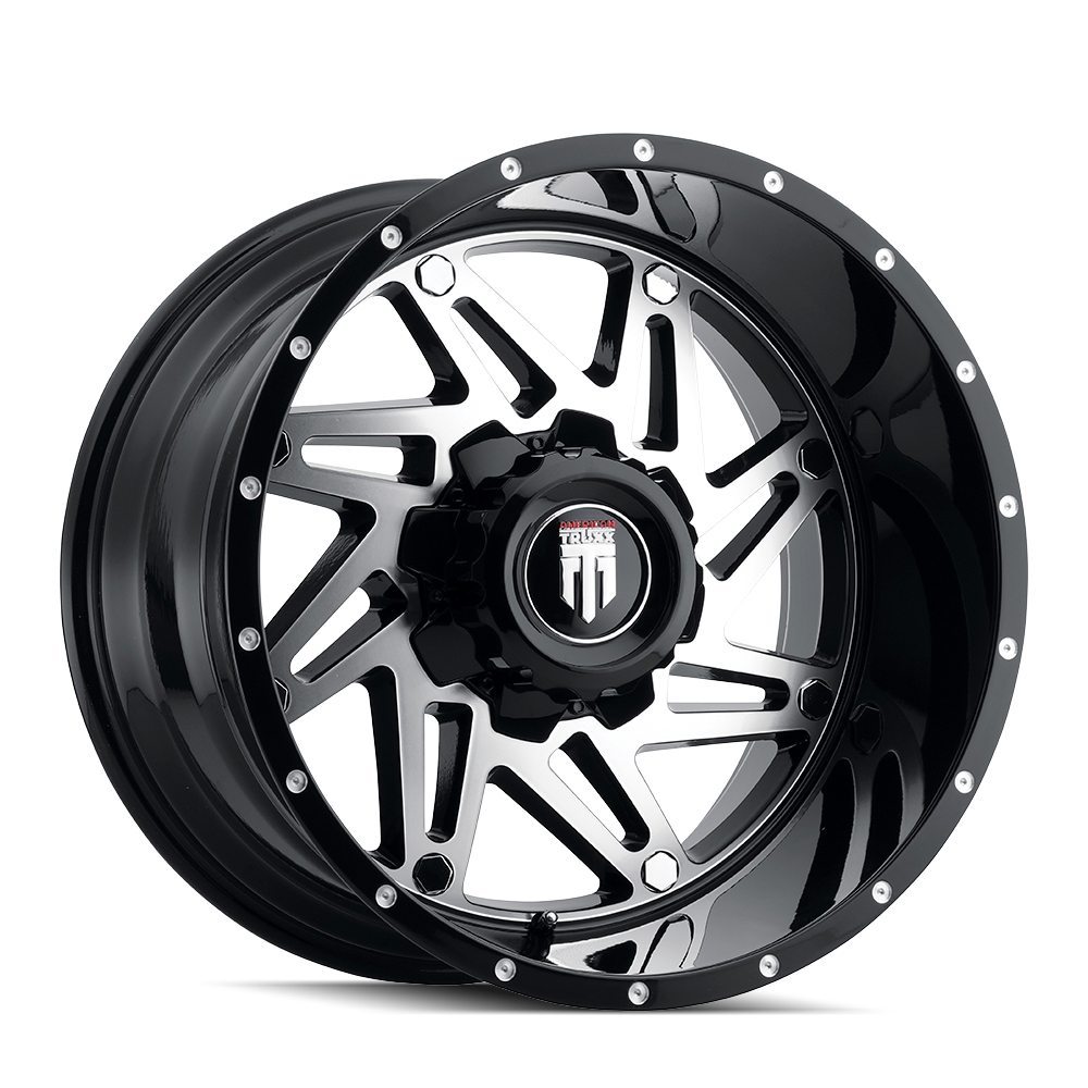 AT165-2252BM-44 Warrior AT165 Gloss Black Machined Wheel - 20 x 12 in., 5-127 & 5-139.7 mm, -44 mm, 78.1 mm