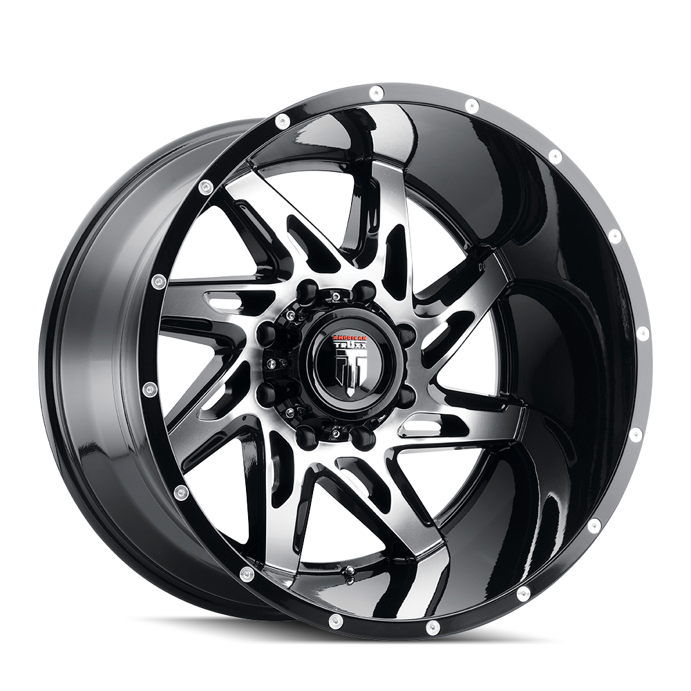 AT183-22436BM-76 Spyder AT183 Gloss Black Machined Wheel - 22 x 14 in., 6-135 mm, -76 mm, 87.1 mm