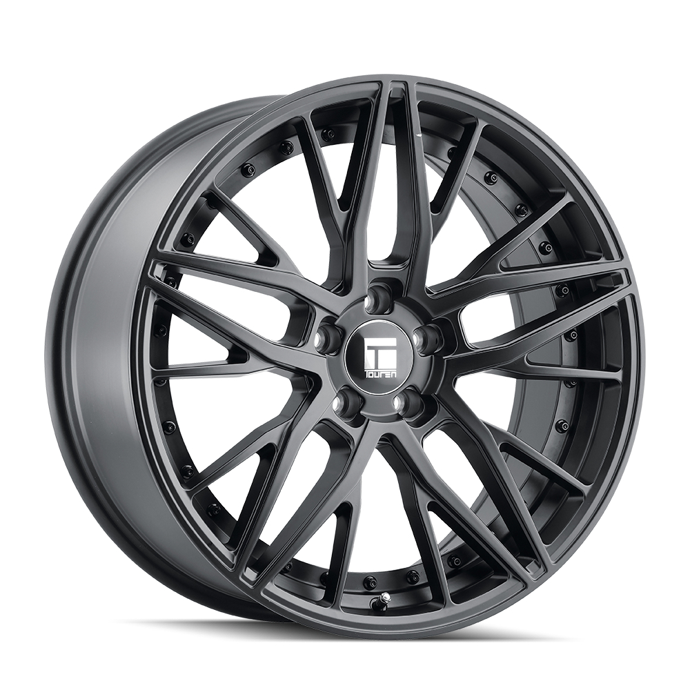 3293-8845B35 TR93 3293 Satin Black & Satin Black Rivet Wheel - 18 x 8 in., 5-112 mm, 35 mm Offset, 66.56 mm