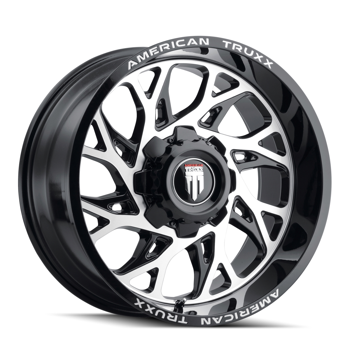 AT1913-24437BM-76 Destiny AT1913 Gloss Black Machined Wheel - 24 x 14 in., 6-135 & 6-139.7 mm, -76 mm, 106.1 mm