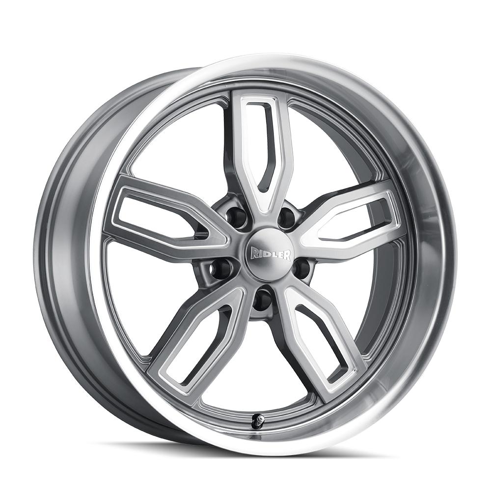 608-2165G 608 Gloss Grey Milled Spokes & Diamond Lip Wheel - 20 x 10 in., 5-114.3 mm, 72.62 mm
