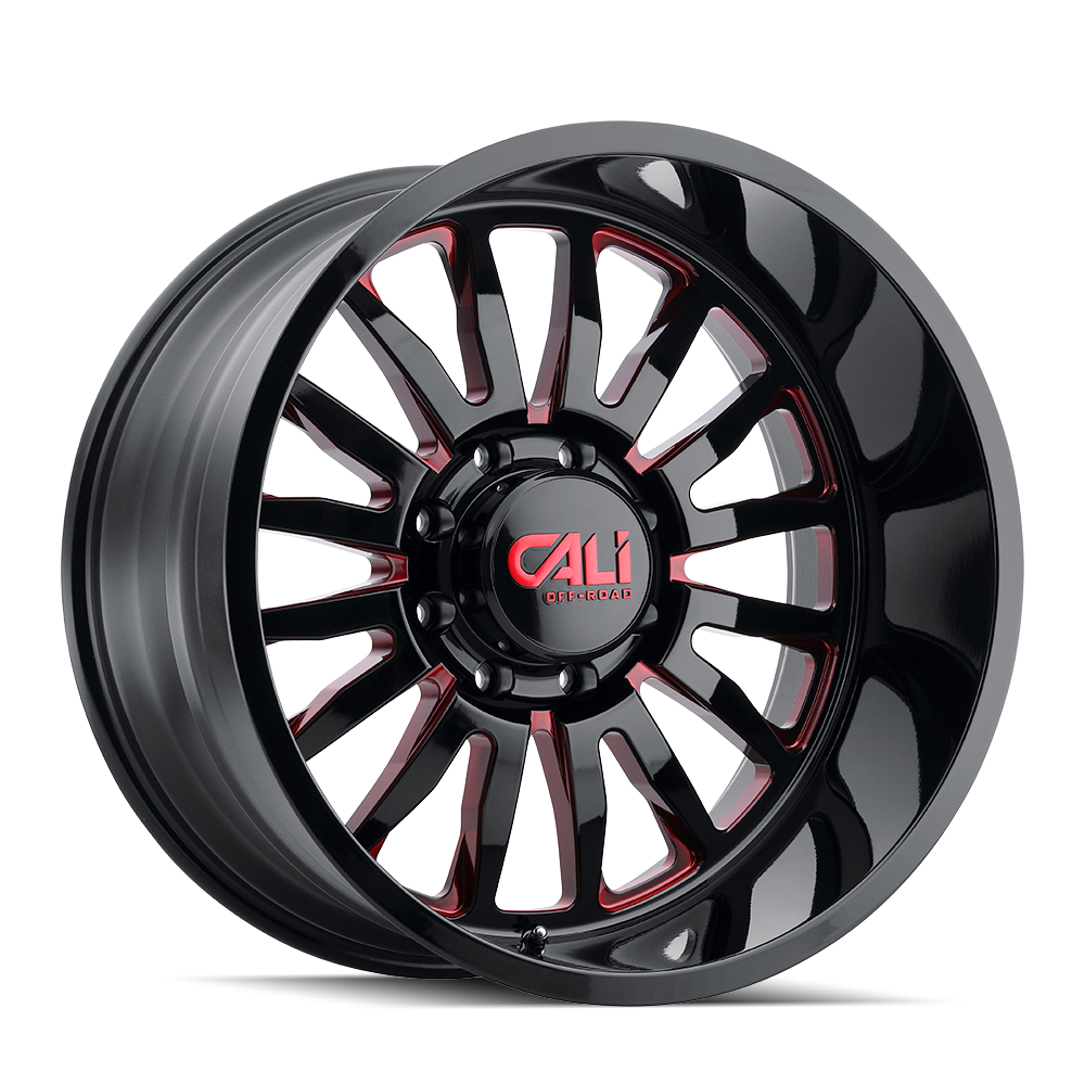 9110-2278BTR Summit 9110 Gloss Black Milled Prism Red Wheel - 20 x 12 in., 8-180 mm, -51 mm Offset, 124.1 mm